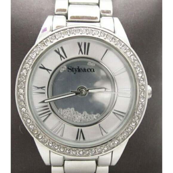 Women's Style & Co Analog 39mm Dial Casual Quartz Round Silver Tone Watch (D367) - Picture 1 of 10